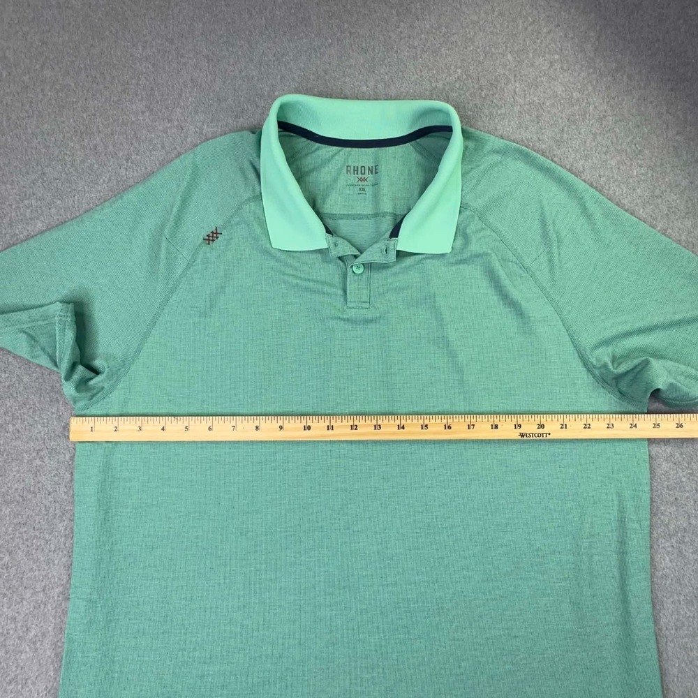 Rhone Delta Pique Polo Shirt Mens XXL Green Short Sleeve Performance Golf Raglan - Picture 7 of 7